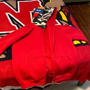 Red Camo BAPE shark hoodie